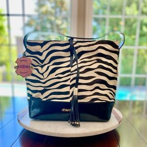 Charmes NWT Black & White Zebra Pony Hair Convertible Tote